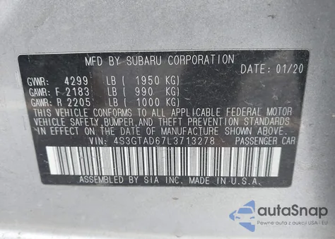 2020 Subaru Impreza Premium 5-Door из США, поврежденный, VIN 4S3GTAD67L3713278